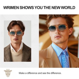 Wrimen Lightweight Rectangular Polarized Sunglasses with Colorful Lens for Men and Women UV400 Protection