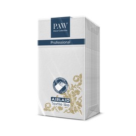 Paw Airlaid Napkins - Fabric-Like (1/8 Pocket) I Pack of 25 I Ideal for Weddings, Christenings, Communion, Birthdays I Fabric Napkins - Ornament, Gold I Colour: Golden Ornament