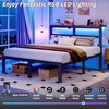 ChicZhiNest Full Black Bed Frames with Charging Station and LED