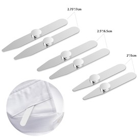 AOLVO Stainless Steel Collar Stiffeners with 6 Magnets, Magnetic Collar Stays Metal Shirt Collar Inserts, Upgraded Magnetic Force with Leather Purse(3PACK)