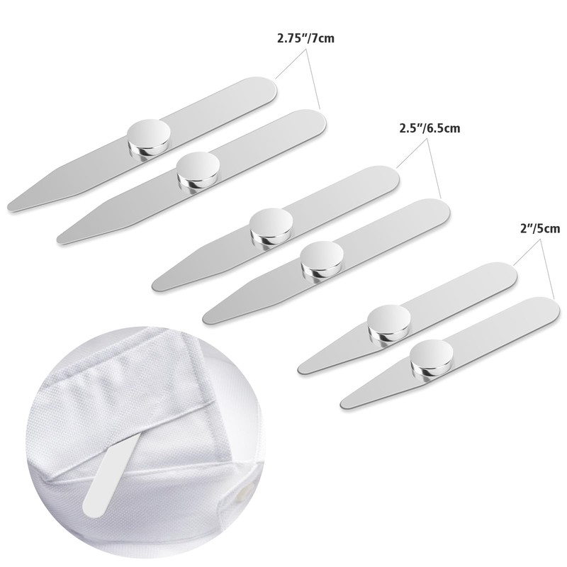 AOLVO Stainless Steel Collar Stiffeners with 6 Magnets, Magnetic Collar
