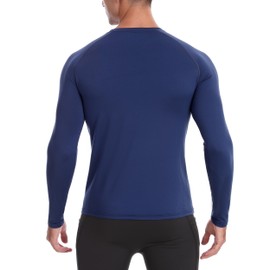 EoBeKee Thermal Base Layer for Men, Long Sleeve Compression Undershirts Athletic Sport Shirts Cold Weather Workout Tops Blue
