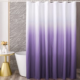 YI & ZE Ombre Dark Purple Shower Curtain Sets for Bathroom Accessories Fabric Polyester Waterproof Modern Shower Curtain Liner with 12 Hooks Purple W72xL72