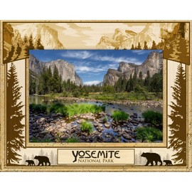 Saddle Mountain Souvenir Yosemite National Park Laser Engraved Wood Picture Frame Landscape (5 x 7)