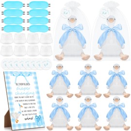 8 Sets One Silly Goose Blindfolded Diaper Changing Baby Shower Games Flip Cup Prizes Silly Goose Diapers Gift Bags with Eye Masks for Baby Shower Gender Reveal Raffle Party Game(Blue)