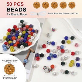 PATIKIL 50 Pcs Rhinestone Beads for Jewelry Making, 10mm Shiny Round Disco Ball Beads Sparkle Crystal Clay Spacer with Hole for Bracelet Necklace DIY Crafting, Gold