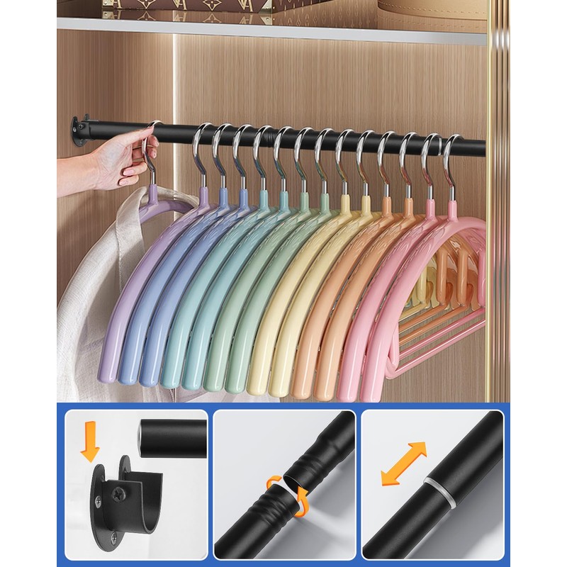 FIRJOY Closet Rods for Hanging Clothes - Heavy Duty, Length