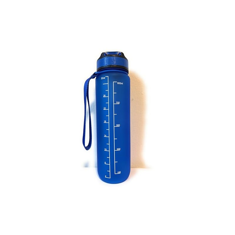 Motivational water bottle with time markers (Royal Blue)