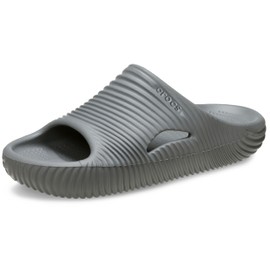 Crocs Unisex-Adult Mellow Recovery Slides, Slate Grey/Wave Texture, 6 Women/4 Men