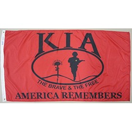 KIA Killed In Action The Brave & The Free America Remembers Indoor Outdoor Dyed Nylon Flag Grommets 3' X 5'