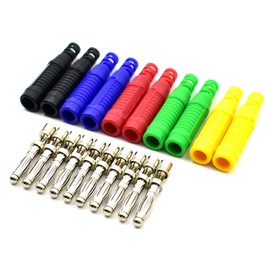 5Colors 4mm Banana Plug Solder DIY Male Connectors Adapters for Multimeter Test Leads Electrical Testing-10Pack