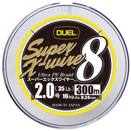 DUEL PE Line Fishing Line Super X Wire 8 【 Line Fishing Line Fishing Gear High Strength High Sensitivity 】 No. 2.0, 984.3 ft (300 m), 5 Colors/Yellow Marking H3620N-5CR
