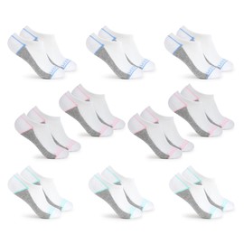Fruit of the Loom Girls Socks - Low Cut Ankle Socks 10 Pack - Cushioned, Soft Stretch, No Show Kids White Socks, Small