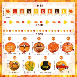 Thanksgiving Decorations Banner Hanging Swirls, Turkey Maple Leaf Autumn Pumpkin Fall Decor, Happy Thanksgiving Decorations for Party Home Indoor Classroom