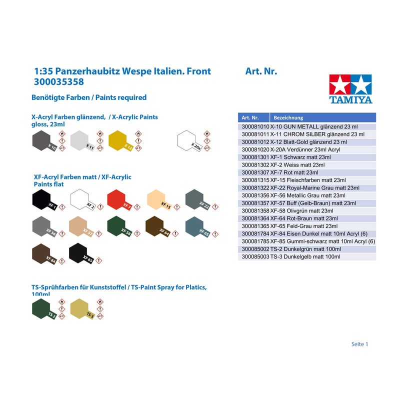 Tamiya 35358 1/35 German Self-Propelled Howitzer Plastic Model Kit