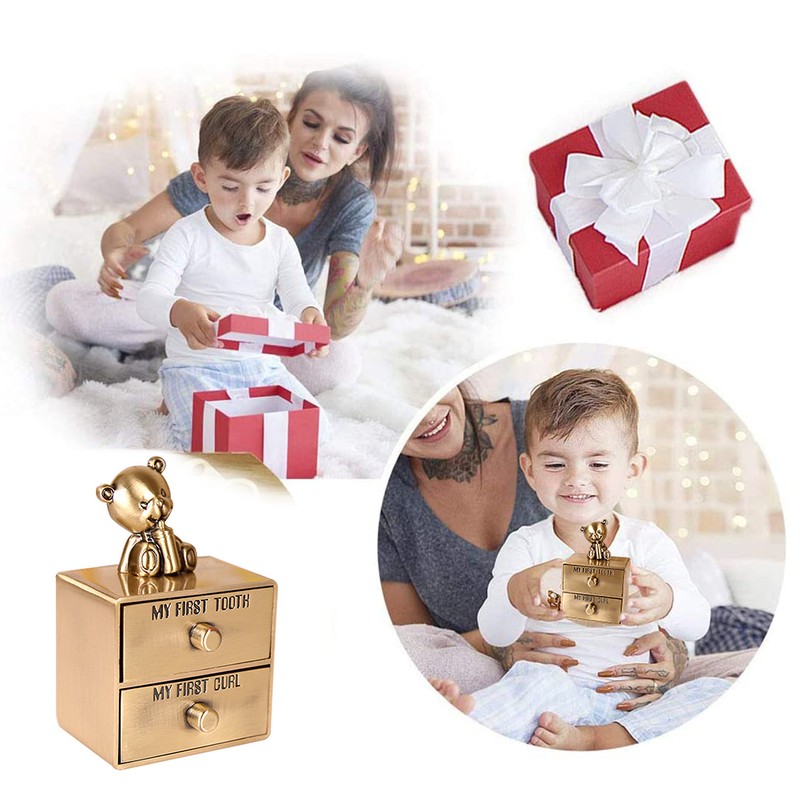 Baby Teeth Storage Box Metal Alloy Tooth Holder Keepsake Cute