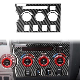 Carbon Fiber Console Air Condition Switch Adjustment Panel Climate Control Knob Panal Cover Trim Compatible with Toyota Tundra 2007 2008 2009 2010 2011 2012 2013/ Sequoia 08-13 Interior