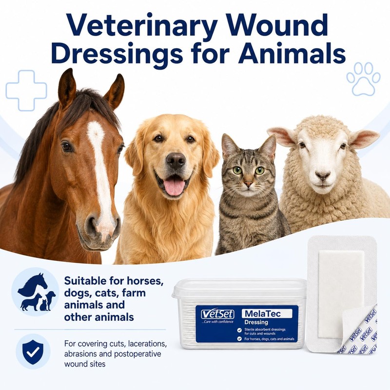 VetSet MelaTec Non-Adherent Wound Dressings 10cm x 10cm 30 Pack