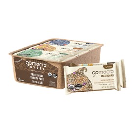 GoMacro MacroBar Organic Vegan Protein Bars - Protein Variety Pack (2.3-2.4 Ounce Bars, 12 Count)