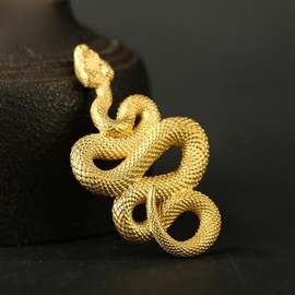 TEAMWILL Small Brass Metal Statue Ornament Animal Figurines Figurine House Office Table Decoration (Gold Snake)