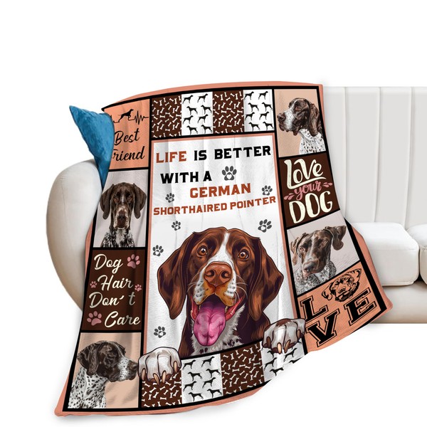 German Shorthaired Pointer Blanket Dog Throw Blanket Cozy Fleece Flannel