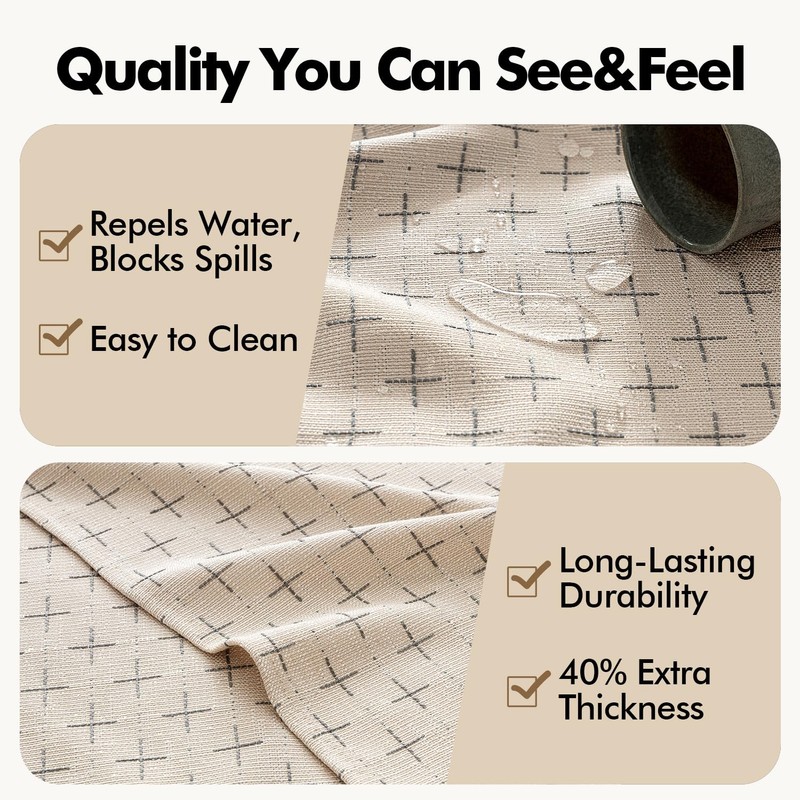 MIULEE Natural Beige Linen Table Cloth Rectangle Tablecloth Waterproof Spring