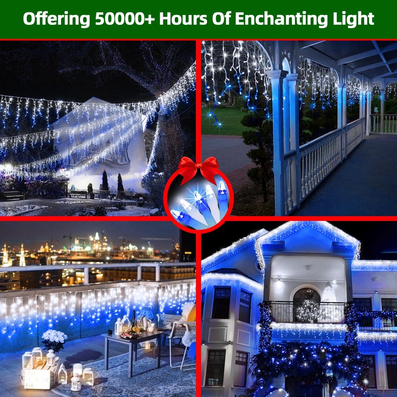 810 LED Christmas Lights with 180 Drops, 82ft 12 Modes