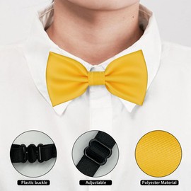 BEWDIO Yellow Bow Ties for Boys Pre Tied Toddler Bow Tie Adjustable Kids Bowtie Baby Bowties for Wedding Party (58-14)