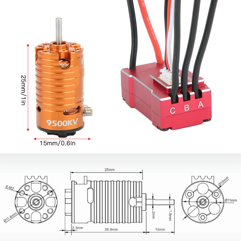 1410 Brushless Motor 18A Red ESC Set RC Car Replacement