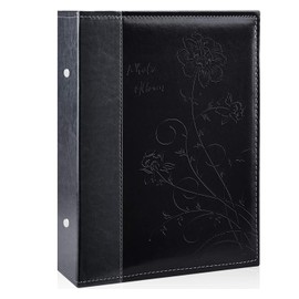 Miaikoe Photo Album 10 x 15 300 Photos Slip In, Large Capacity Leather Cover Picture Albums Holds 300 Horizontal 10 x 15 cm Landscape Photos for Wedding Family (Black)