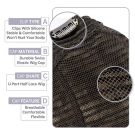 Full Shine 18 Inch Piano Color 8 Ash Brown And 60 Platinum Blonde Highlighted 150 Gram Half Part Wigs Hidden One Piece Hair Extensions With Clips Straight Hair Wigs Human Hair U Part Wigs