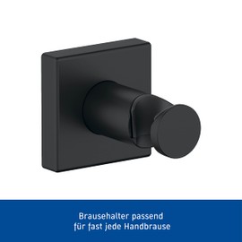 Duravit Universal Shower Head Holder for Hand Showers, Square Shower Holder, Matt Black