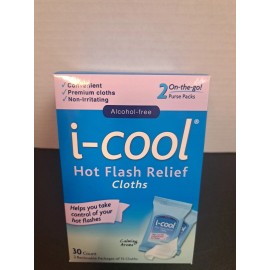 I-Cool Hot Flash Relief Cloths w 2 On The Go Purse Packs 15 Count Each (30Count)