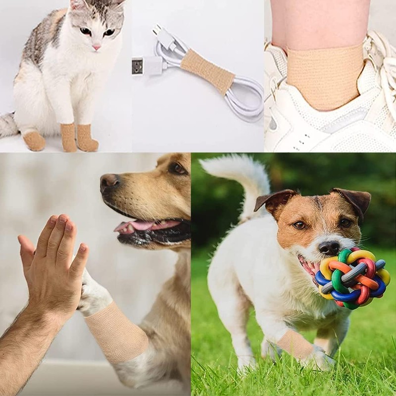 DFsucces 包帯 自己粘着包帯 弾性 テーピングテープ スポーツテープ 不織布凝集 伸縮性 通気性 敏感肌に適しています