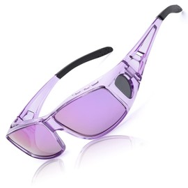 LVIOE Fit Over Glasses Sunglasses Wrap Around Polarized Sunglasses with UV Protection for Men and Women Driving CLS0311