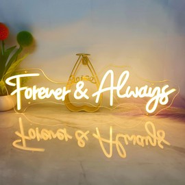 Forever And Always Neon Signs for Wall Decor Dimmable, USB Powered LED Light Sign, Forever & Always Neon Sign for Wedding Anniversary, Bedroom, Bar Decoration, 22.5"x6.6", Warm White