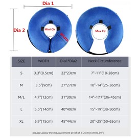 THAIN Soft Dog Recovery Protective Collar After Surgery-Cone Inflatable Collar for Dogs and Cats - Adjustable Washable Collar Cone to Prevent Pets from Touching Stitches, Wounds and Rashes (M/L)