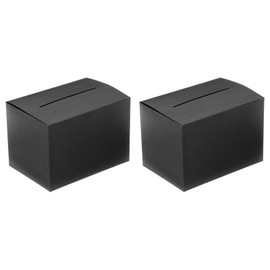 PATIKIL Black Cardboard Raffle Box, 2 Pcs 6.5 x 4.5 x 4.5 Inch Ballot Box with Removable Header Board for Suggestion, Collection, Tip, Donate, Voting