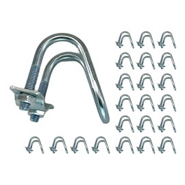 Fudatong 24 PCS 1"x1" O.D Cross-Connector Vertical Pipe Clip, U-Type Tube Buckle Steel Pipe Connector Fixator, Farm Greenhouse Awning Frame Top Rail Fence Scaffolding, Max Tube Dia 1", 24 Pack