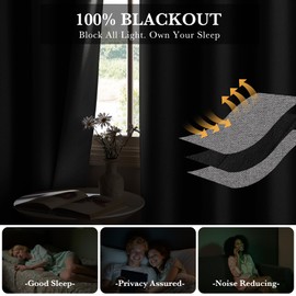 RYB HOME Grey Total Blackout Linen Curtains for Bedroom, Extra Wide Thermal Insulated Privacy Curtains for Sliding Glass Doors/Patio Door/Living Room/Open Closet, Room Divider, W100xL84, 1 Panel