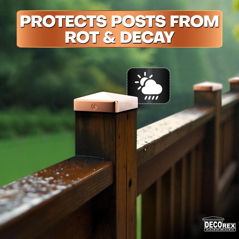 Solid Copper Pyramid Post Cap for 4x4 Wood Posts (3.5"