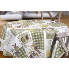 Beautex Oilcloth Tablecloth Olive Square 140 x 100 cm Washable Outdoor