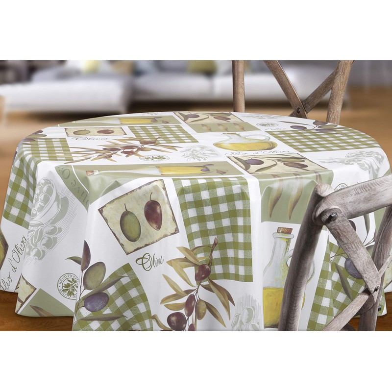 Beautex Oilcloth Tablecloth Olive Square 140 x 100 cm Washable