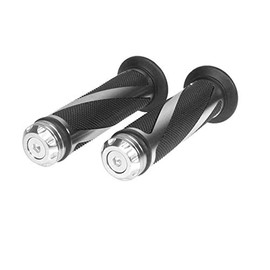 LERTREE 7/8" Aluminum Rubber Gel Hand Grips for Motorcycle Sports Bikes Handlebar (Silver)