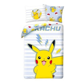 Halantex Pikachu 100% Cotton Reversible Duvet Cover 140 x 200 cm + Pillowcase 65 x 65 cm