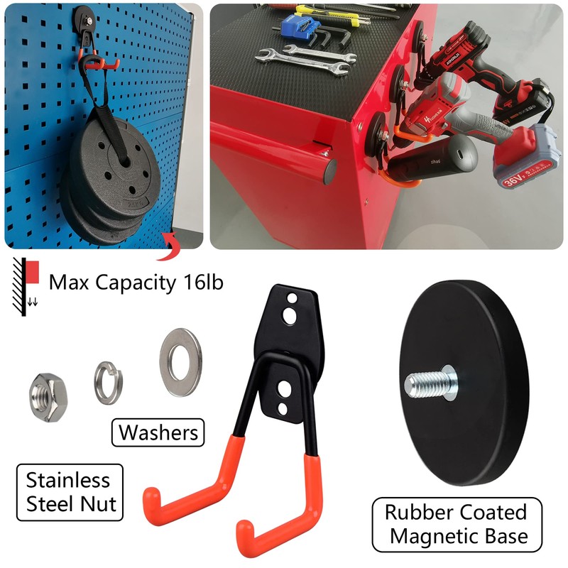 ULIBERMAGNET Magnetic Hooks Heavy Duty,Anti-Scratch Rubber Coated Magnet Hooks for