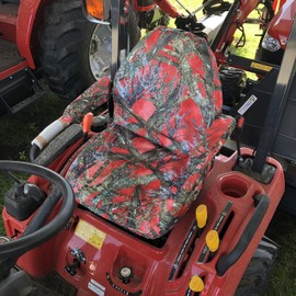 Durafit Seat Covers Compatible with Massey Ferguson 1825,2860,1725,2705 Tractors with high Back seat with armrests Red Camo