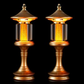 CFSHGLPSF 1 Pair-7 Color LED Lotus Flower Lamp - Crystal Palace Lotus Buddhist Lamp Lights, Buddha Lamp Light with Adjustable Switch for Buddhist Occasions, Supplies Meditation Buddhist (10 inch)