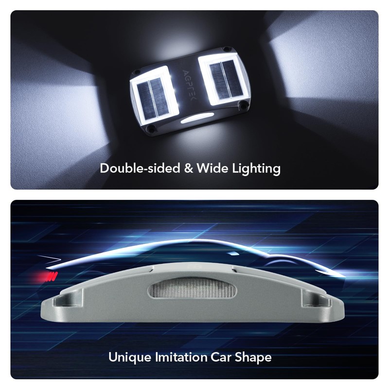 AGPTEK Solar Driveway Lights 12 Pack, White LED Deck Lights,