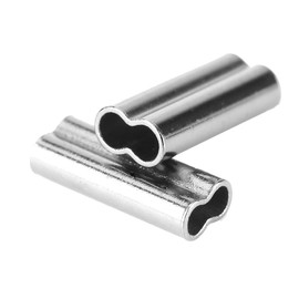 VGEBY Fishing Line Clamp Sleeves 100 Pieces Double Barrel Sleeves Copper Tube Connectors 1/1.2/1.4/1.6/1.8/2 mm (1.6 mm x 10 mm)